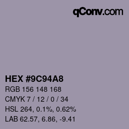 Color code: HEX #9C94A8 | qconv.com