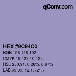 Color code: HEX #9C94C0 | qconv.com