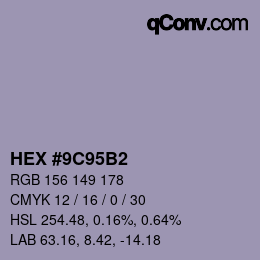 Farbcode: HEX #9C95B2 | qconv.com