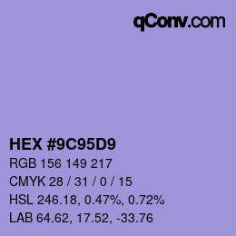 Color code: HEX #9C95D9 | qconv.com