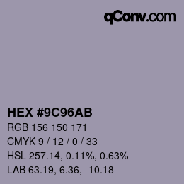 Color code: HEX #9C96AB | qconv.com