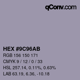 Color code: HEX #9C96AB | qconv.com