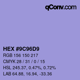 Color code: HEX #9C96D9 | qconv.com