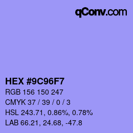 Color code: HEX #9C96F7 | qconv.com