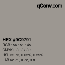 颜色代码: HEX #9C9791 | qconv.com