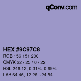 Color code: HEX #9C97C8 | qconv.com