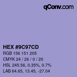 Color code: HEX #9C97CD | qconv.com