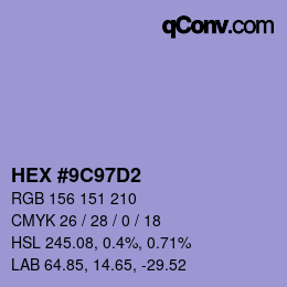 Color code: HEX #9C97D2 | qconv.com