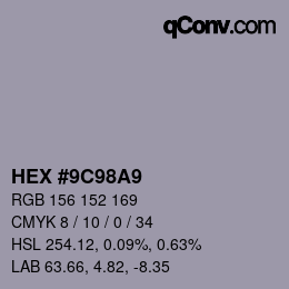 Color code: HEX #9C98A9 | qconv.com