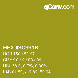 Color code: HEX #9C991B | qconv.com