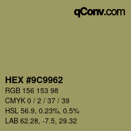 Color code: HEX #9C9962 | qconv.com