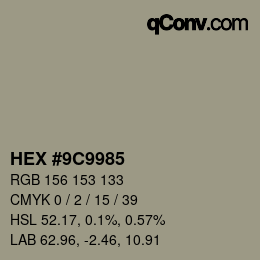 颜色代码: HEX #9C9985 | qconv.com
