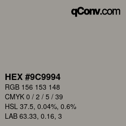 Código de color: HEX #9C9994 | qconv.com