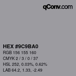 Color code: HEX #9C9BA0 | qconv.com