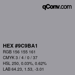 Color code: HEX #9C9BA1 | qconv.com