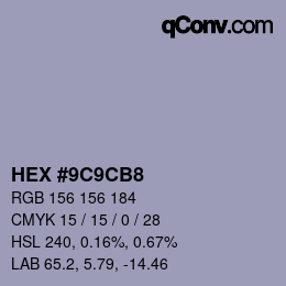 Color code: HEX #9C9CB8 | qconv.com