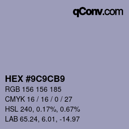 Color code: HEX #9C9CB9 | qconv.com