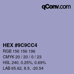 颜色代码: HEX #9C9CC4 | qconv.com