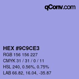 Color code: HEX #9C9CE3 | qconv.com
