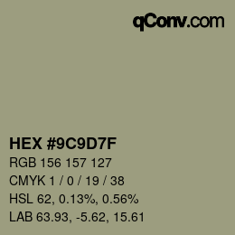 Color code: HEX #9C9D7F | qconv.com