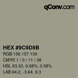 Farbcode: HEX #9C9D8B | qconv.com