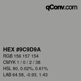 Color code: HEX #9C9D9A | qconv.com