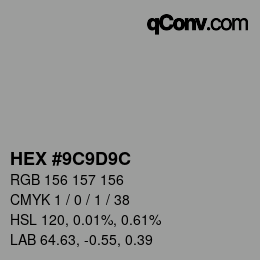 Color code: HEX #9C9D9C | qconv.com