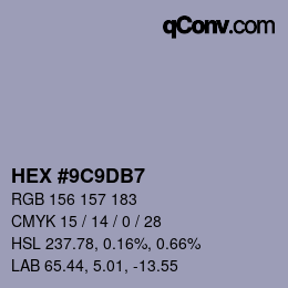 Color code: HEX #9C9DB7 | qconv.com