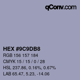 Color code: HEX #9C9DB8 | qconv.com