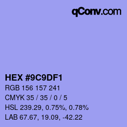 カラーコード: HEX #9C9DF1 | qconv.com