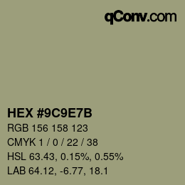 颜色代码: HEX #9C9E7B | qconv.com
