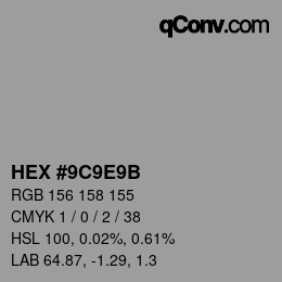 Color code: HEX #9C9E9B | qconv.com