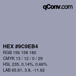 Color code: HEX #9C9EB4 | qconv.com