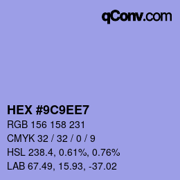 カラーコード: HEX #9C9EE7 | qconv.com