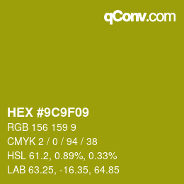 カラーコード: HEX #9C9F09 | qconv.com