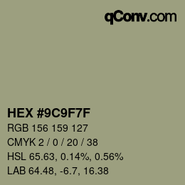 Farbcode: HEX #9C9F7F | qconv.com