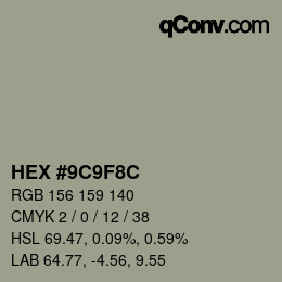 カラーコード: HEX #9C9F8C | qconv.com