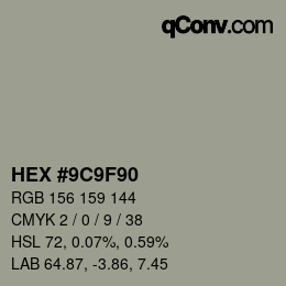 Color code: HEX #9C9F90 | qconv.com