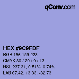 Color code: HEX #9C9FDF | qconv.com