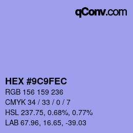 Color code: HEX #9C9FEC | qconv.com