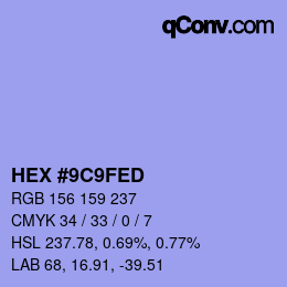 カラーコード: HEX #9C9FED | qconv.com