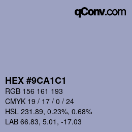 Color code: HEX #9CA1C1 | qconv.com