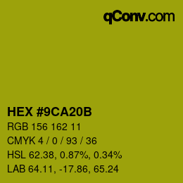Color code: HEX #9CA20B | qconv.com
