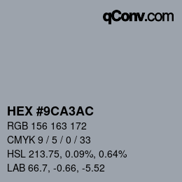 Color code: HEX #9CA3AC | qconv.com