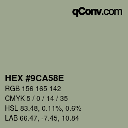 Color code: HEX #9CA58E | qconv.com