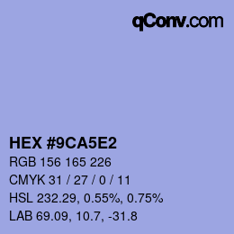 Color code: HEX #9CA5E2 | qconv.com