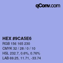 カラーコード: HEX #9CA5E6 | qconv.com