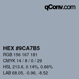 Color code: HEX #9CA7B5 | qconv.com