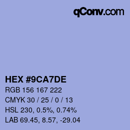 カラーコード: HEX #9CA7DE | qconv.com