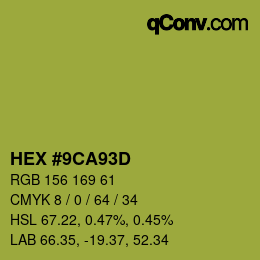 Color code: HEX #9CA93D | qconv.com